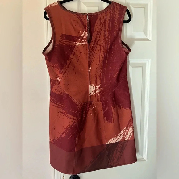 NWT Max Studio Abstract Red & Orange Shift Dress US Size 12 - Picture 2 of 8
